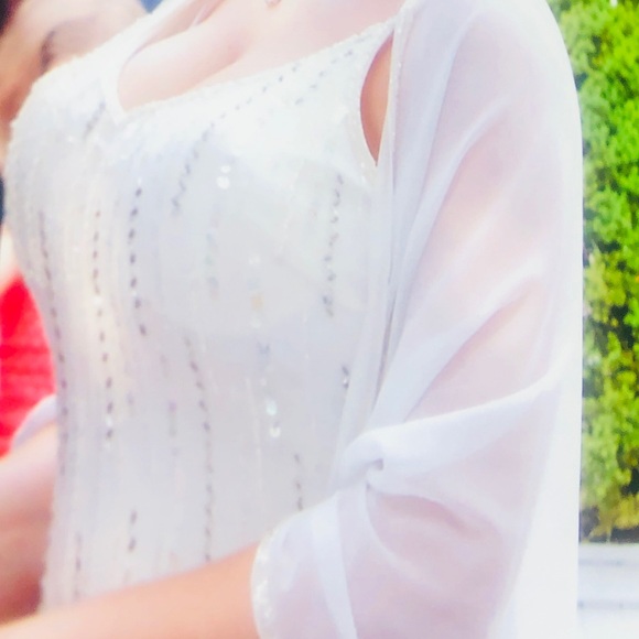 Elegant Sue Wong White and Cream Wedding Gown / Special occasion dress 100% silk - Picture 6 of 16